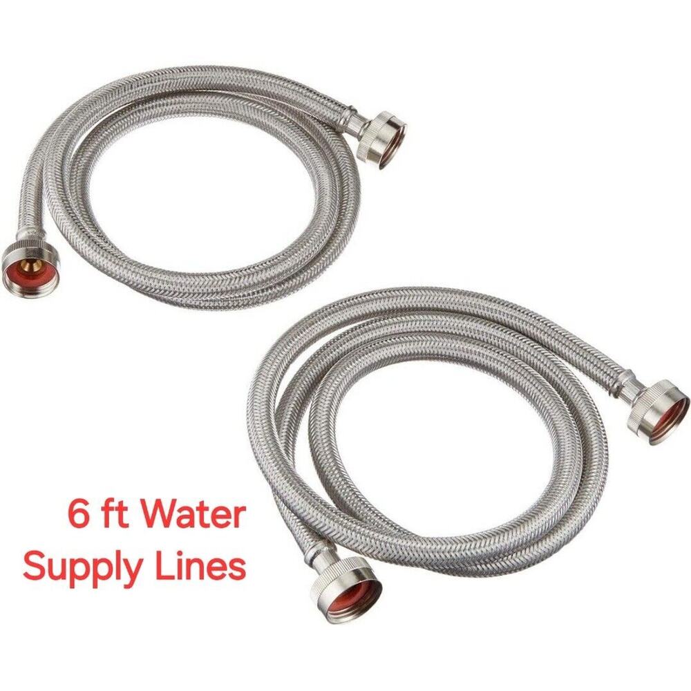 6ft Water Supply Lines for Washing Machine, Stainless Steel
